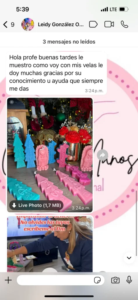 Velas de alumna del curso Ilumina y Crea Velas Artesanales con tus manos