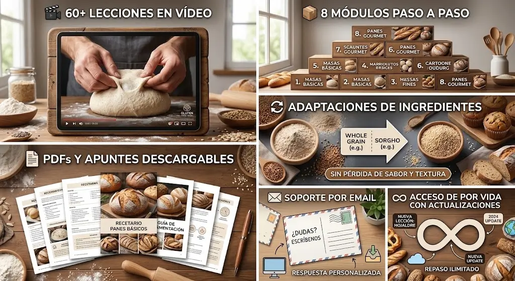 Contenido de la formación de Panes y Masas sin gluten de Lucía Gómez
