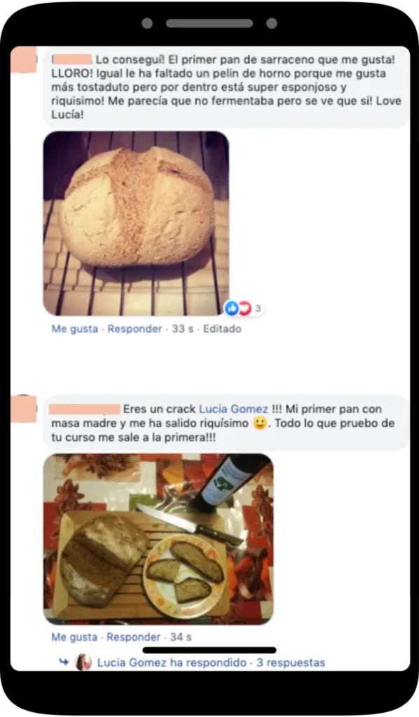 Elaboración y opiniones de alumnas del curso Panes y masas sin gluten de Lucía Gómez