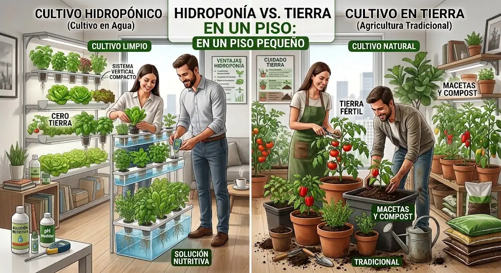 Cultivar en agua o en tierra. Sus diferencias